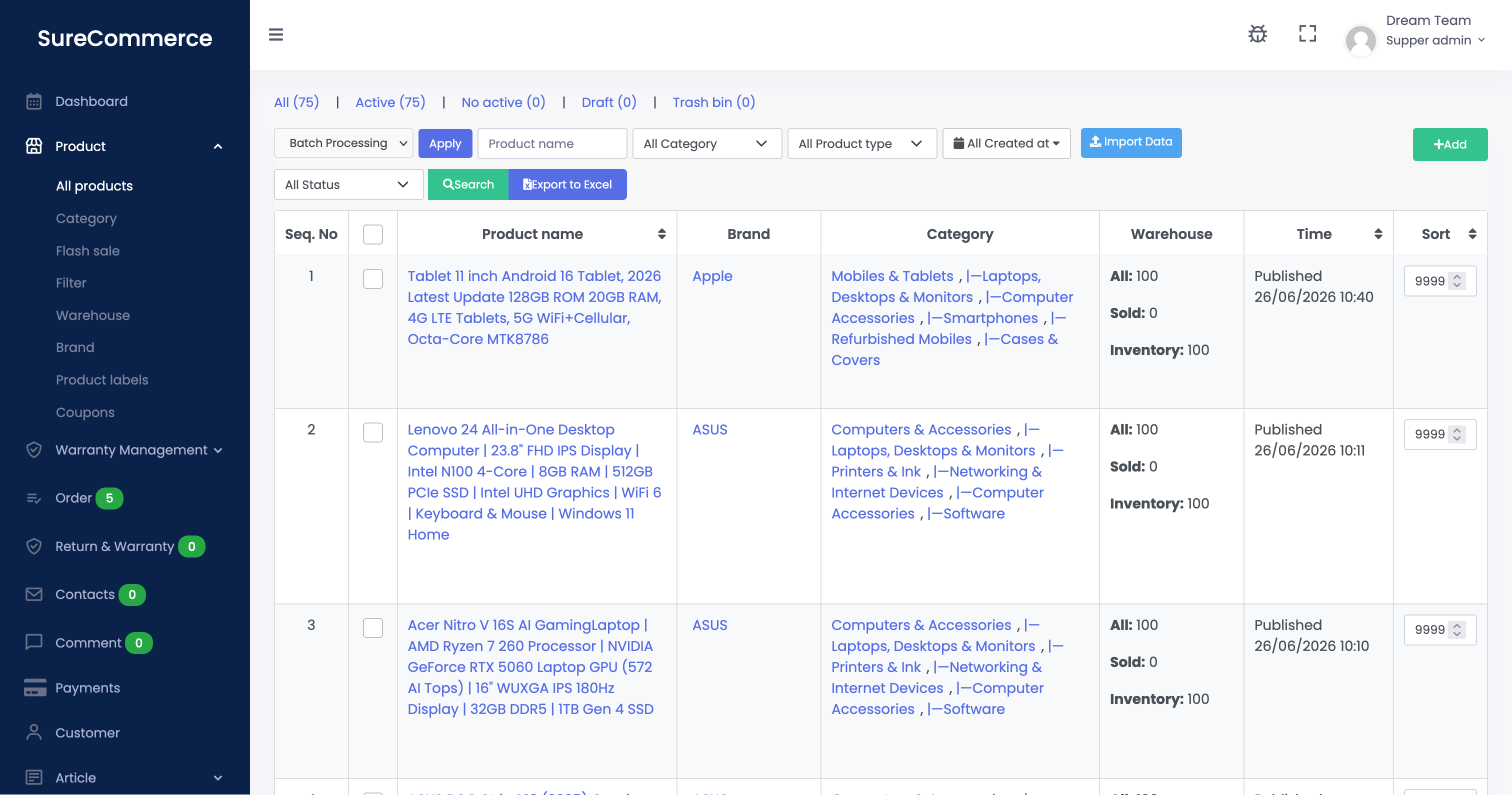 Product Management — Variants, Stock & Pricing